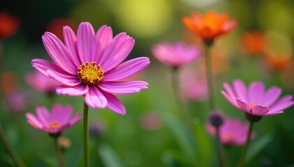 Fototapeta premium Delicate Osteospermum flowers in a Breton garden, nature, osteospermum