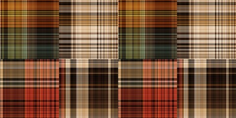 Warm fall gingham tartan check seamless border pattern. Woven classic variegated ombre check ribbon trim. Repeatable banner for washing tape and for fashion edging design