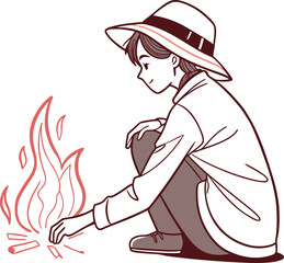  A naïve artistic style of a chines character illustration art.