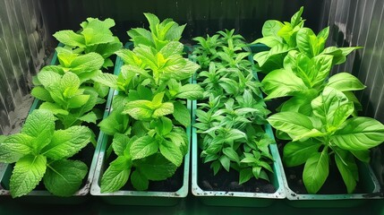 Young plants thriving in pots beneath artificial light, preparing for transplanting into larger containers for continued growth