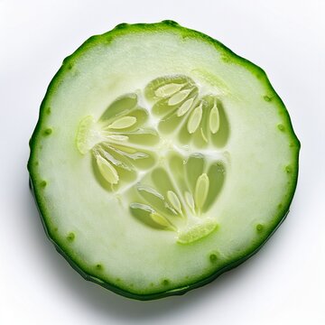 Rondelle de concombre isol&eacute;e sur fond blanc