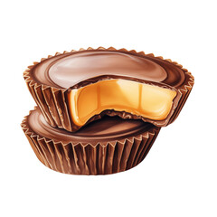 Obraz premium Two Watercolor Peanut Butter Cups Stacked on Top of Each Other