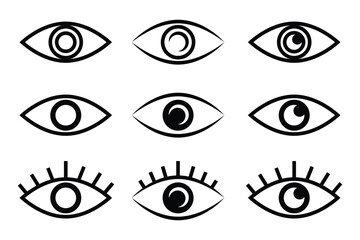 Set with eye vector icons. Human eyes on white background. Sight symbol. See or watch sign. vector illustration eps 888. look and symbol symbol.