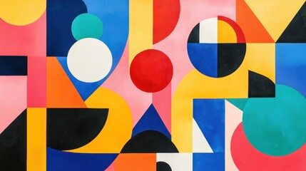 Abstract geometric art with vibrant colors and shapes.