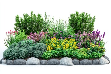 Blooming flower bed with vibrant plants, perfect for creating cheerful floral-themed visuals or garden-inspired compositions.