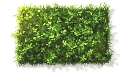 An artistic illustration of a rectangular block of green foliage