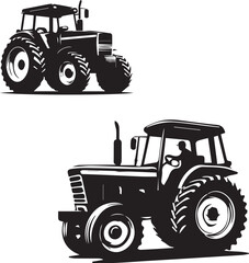 silhouette of clean vector of tractor isolated
