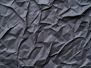 Obraz premium Crumpled gray paper texture with intricate folds and shadows, suitable for backgrounds
