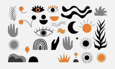 Modern vector-style illustration featuring a set of abstract shapes, easily editable.