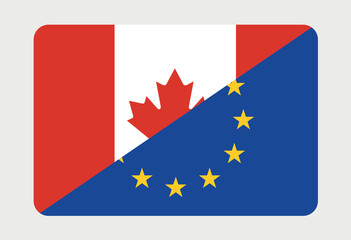 Split Canada and EU Flag Representing International Relations and Trade Partnership