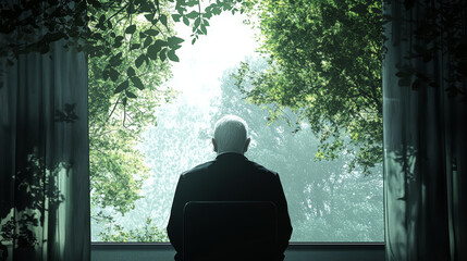 silhouette of a man in a forest