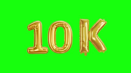 Glowing gold foil balloons designed as 10k hovering gracefully without strings, swaying delicately with the wind on a solid green background
- Powered by Adobe