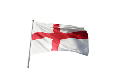 Flag of england with no background, transparent png, flag on a flag pole waving in the wind,...