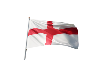 Flag of england with no background, transparent png, flag on a flag pole waving in the wind, national symbol of english people,  country in europe, picture of a flag	