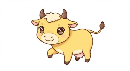 Fototapeta premium 可愛い子牛 穏やか日光浴びて微笑む. AI Generated