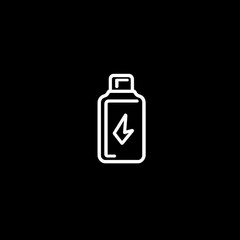 Bottle of liquid in dramatic light, casting shadows on a rustic wooden surface, highlighting its sleek design and vibrant color.