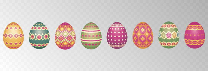 Easter egg. Eggs character set isolated on png backgraund. Cute eggs, spring festive concept. Cartoon holiday vector character.