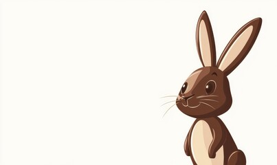 Obraz premium Minimalist Easter Rabbit Illustration: Simple Flat Design with Large Ears on a White Background. Brown and Beige Color Scheme for Cute Vector Graphics.