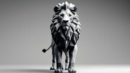A black and white lion sculpture 