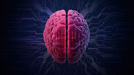 Cybernetic brain with integrated security system and digital circuitry for advanced technology visualization