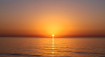 Breathtaking ocean sunset with warm orange, gold & pink hues – tranquil reflection