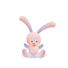 A pink and purple stuffed bunny 