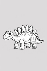 Kawaii Adorable stegosaurus, simple and minimalist, perfect for coloring books, brings cute and charming characters to life with no color or detail.