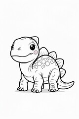 Fototapeta premium Kawaii Adorable stegosaurus, simple and minimalist, perfect for coloring books, brings cute and charming characters to life with no color or detail.