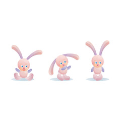 Fototapeta premium Three pink bunnies