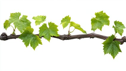 A young grapevine branch with fresh leaves