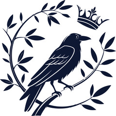  Bird silhouette and crown combination logo