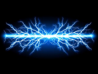 Bright blue lightning bolts emitting sparks across a dark background