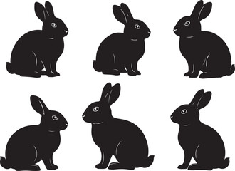 Fototapeta premium Rabbit silhouette set illustration on white background