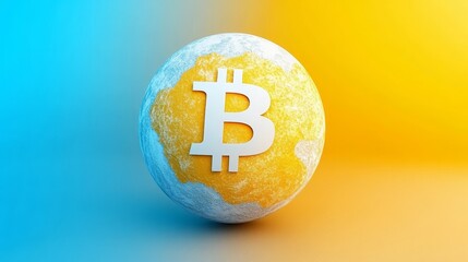 Global Cryptocurrency Bitcoin Sphere - globe, Bitcoin symbol, financial technology, global finance, cryptocurrency investment