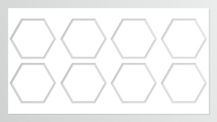 Hexagonal Set Photo collage frame template. Moodboard layout. Album brandboard. Photo montage design. Vector set editable