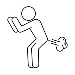 Simple farting person icon. Vector.