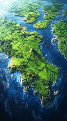 Close-up relief map of green Earth