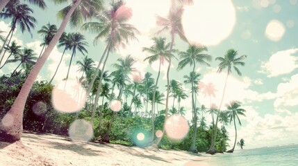 Obraz premium Tropical Island Paradise: Stunning Beach Scenery with Palm Trees