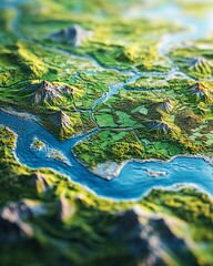 3d Green Earth topography 