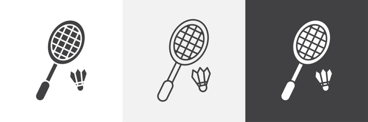 Badminton icons in Thin line black color. flat simple vector symbols illustration.