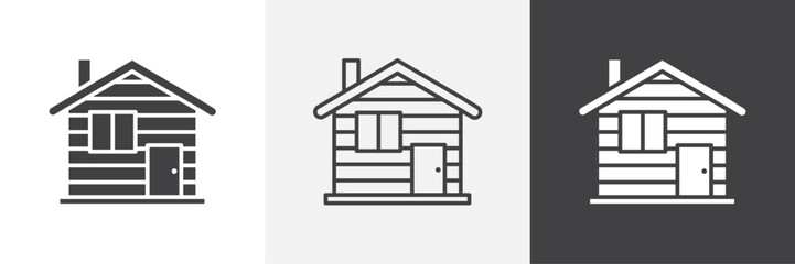 Cabin icons in Thin line black color. flat simple vector symbols illustration.
