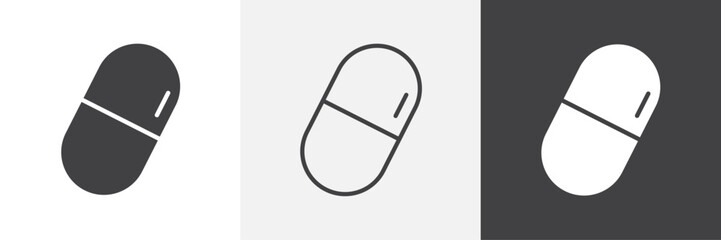 Capsules icons in Thin line black color. flat simple vector symbols illustration.