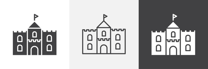 Castle icons in Thin line black color. flat simple vector symbols illustration.
