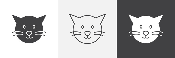 Cat icons in Thin line black color. flat simple vector symbols illustration.