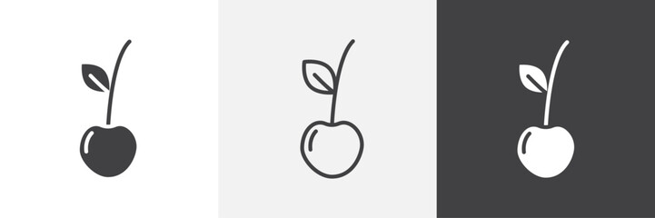 Cherry icons in Thin line black color. flat simple vector symbols illustration.