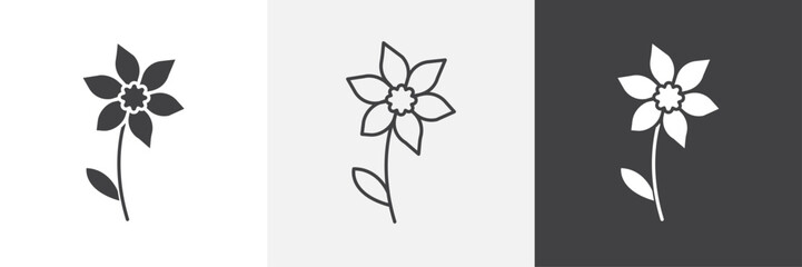 Daffodil Flower icons in Thin line black color. flat simple vector symbols illustration.