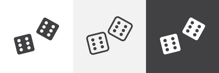 Dice six icons in Thin line black color. flat simple vector symbols illustration.