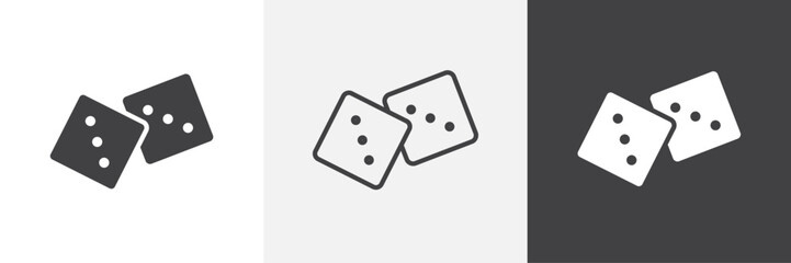 Dice three icons in Thin line black color. flat simple vector symbols illustration.