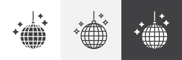Disco ball icons in Thin line black color. flat simple vector symbols illustration.