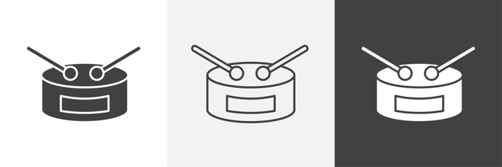 Drum icons in Thin line black color. flat simple vector symbols illustration.